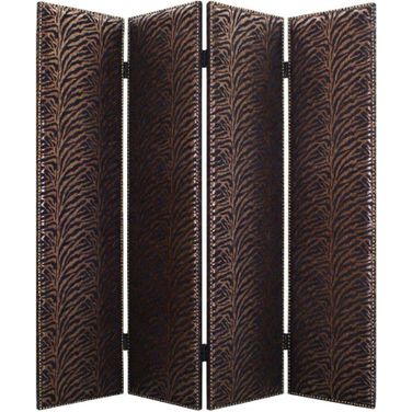 Homeroots Bronze Wood And Fabric Screen 274732