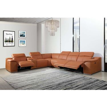 Homeroots Camel Power Reclining 7 Piece Sectional with 1 Console 366352