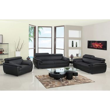 Homeroots Captivating Black Leather Sofa