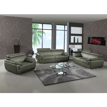 Homeroots Captivating Grey Leather Sofa