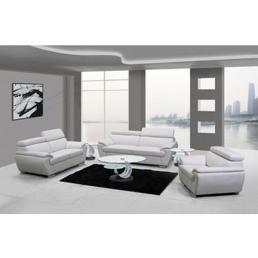 Homeroots Captivating White Leather Sofa Set