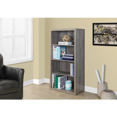Homeroots Dark Taupe Particle Board And Mdf Bookshelf With Adjustable Shelves