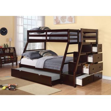 Homeroots Espresso Pine Wood Twin Bunk Bed With Trundle