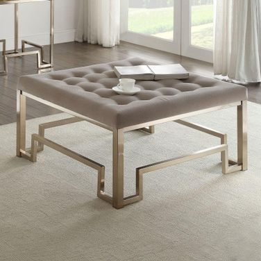 Homeroots Fabric And Champagne Cocktail Ottoman