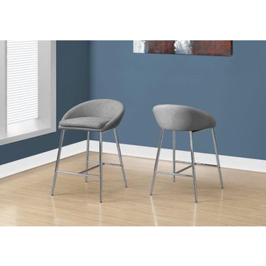 Homeroots Grey Foam Metal Polyester Barstool 2Pcs