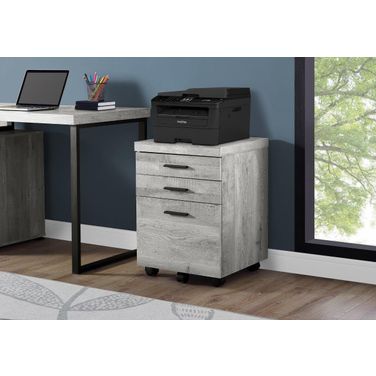 Homeroots Grey Particle Board And Mdf Filing Cabinet With 3 Drawers
