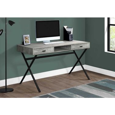 Homeroots Grey Reclaimed Wood Particle Board And Black Metal Computer Desk