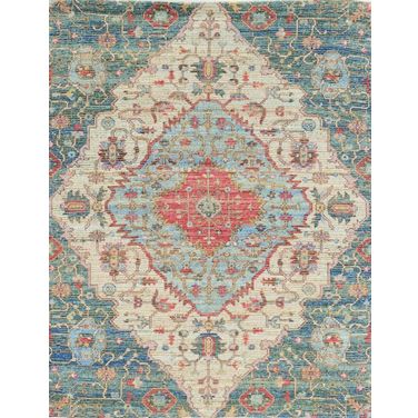 Jute Blue And Red Area Rug - 7' x 12'