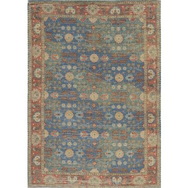 Jute Blue And Red Area Rug - 8' x 11'