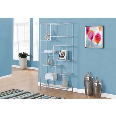 Homeroots Metal And Tempered Glass Bookcase