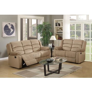 Homeroots Modern Beige Leather Sofa And Loveseat 343876