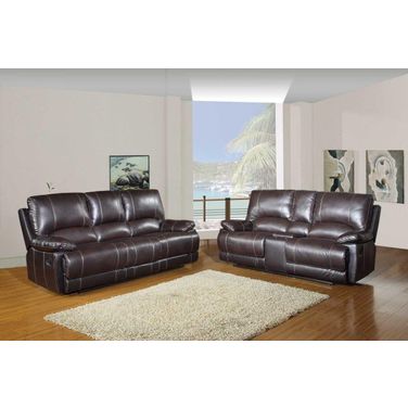 Homeroots Modern Brown Sofa With Console Loveseat