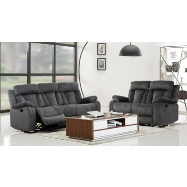 Homeroots Modern Gray Leather Sofa And Loveseat