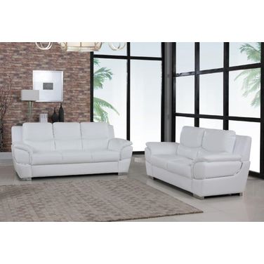 Homeroots Modern White Leather Sofa And Loveseat