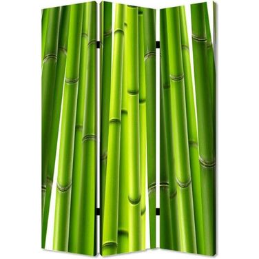 Homeroots Multi Color Wood Canvas Bamboo Screen