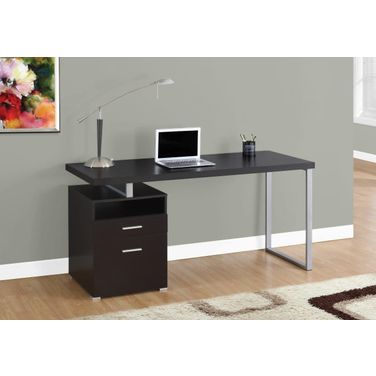 Homeroots Particle Board And Grey Metal Computer Desk