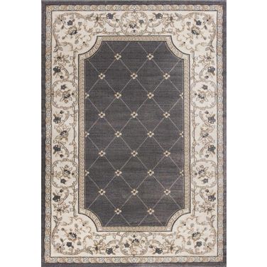 Homeroots Polypropylene Grey And Ivory Area Rug 350371