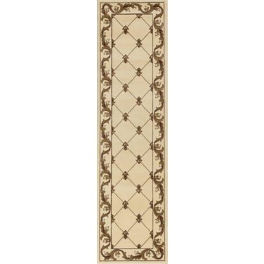 Runner Polypropylene Ivory Fleur de Lis Area Rug - 2' x 8'