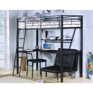 Homeroots Silver And Black Metal Tube Futon Adjustable Chair 285608