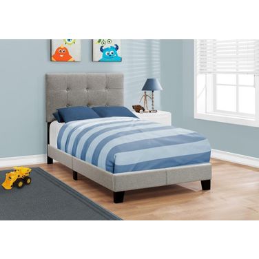 Homeroots Solid Wood Mdf Foam And Linen Twin Size Bed