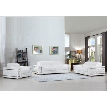 Homeroots Sturdy White Leather Sofa Set