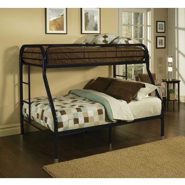 Homeroots Twin Over Full Black Metal Tube Bunk Bed 286573