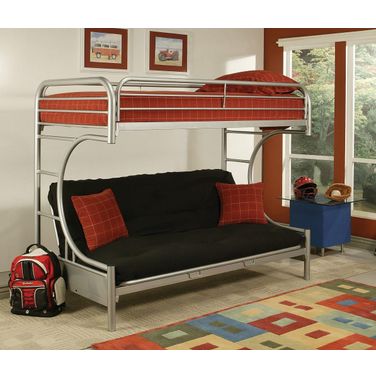 Homeroots Twin Over Full Silver Metal Tube Bunk Bed 285191