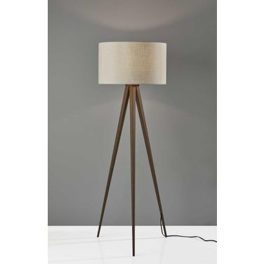 Homeroots Walnut Metal Floor Lamp 372908