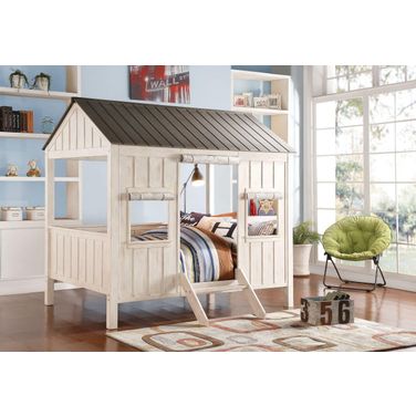 Homeroots Weathered White And Washed Gray Cottage Full Bed