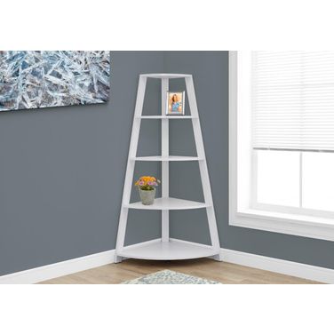 Homeroots White Black Particle Board Bookcase Corner Accent Shelf