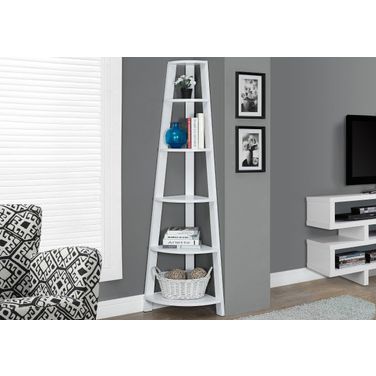Homeroots White Particle Board Laminate And Mdf Corner Bookshelf