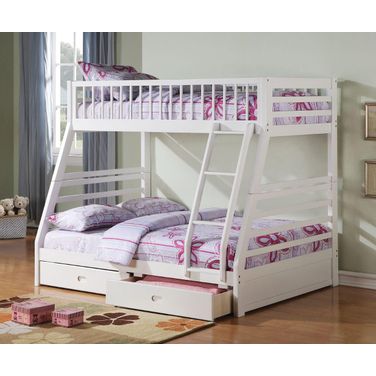 Homeroots White Pine Wood Twin Over Full Bunk Bed 285311