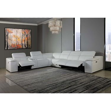 Homeroots White Power Reclining 7 Piece Sectional with 1 Console 366362