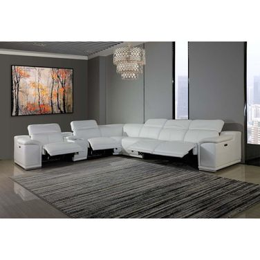 Homeroots White Power Reclining 7 Piece Sectional with 1 Console 366363