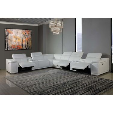 Homeroots White Power Reclining 8 Piece Sectional and W 2 Consoles 366364