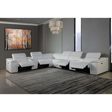 Homeroots White Power Reclining 8 Piece Sectional and W 2 Consoles 366365