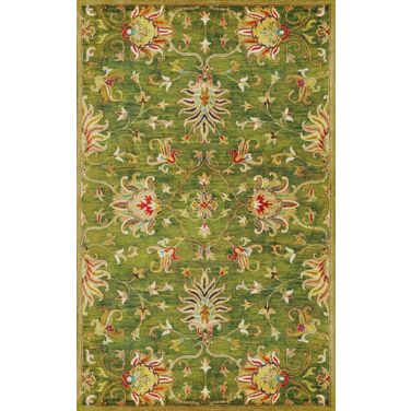 Homeroots Wool Emerald Green Area Rug 350260