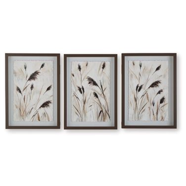 Honslow Wall Art Set of 3 In Brown/Black/White