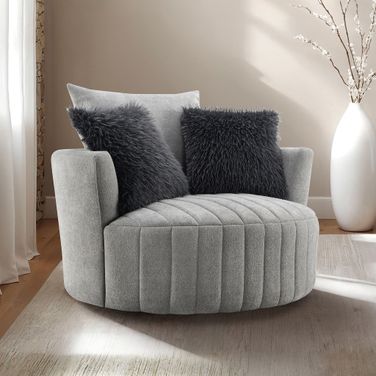 Hoople Swivel Chair In Channeled In Dark Gray