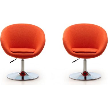 Hopper Swivel Adjustable Height Chair in Orange and Polished Chrome (Set of 2)