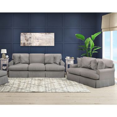 Horizon 2 Piece Slipcovered Living Room Set In Gray