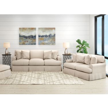 Horizon 2 Piece Slipcovered Living Room Set In Tan