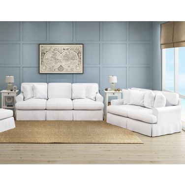 Horizon 2 Piece Slipcovered Living Room Set In White