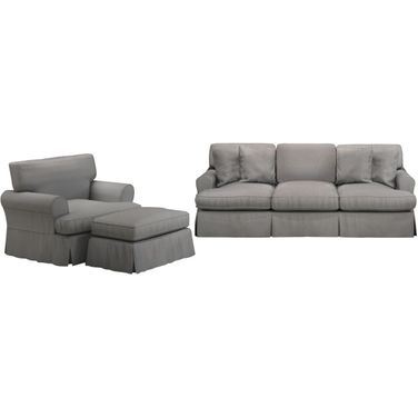 Horizon 3 Piece Slipcovered Living Room Set In Gray