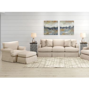 Horizon 3 Piece Slipcovered Living Room Set In Tan
