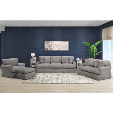 Horizon 4 Piece Slipcovered Living Room Set In Gray