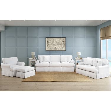 Horizon 4 Piece Slipcovered Living Room Set In White