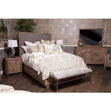 Hudson Ferry Driftwood Diamond Quilted Gray Upholstered Panel Bedroom Set