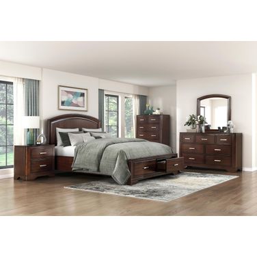 Hudson Platform Bedroom Set with Footboard Storage In Cherry
