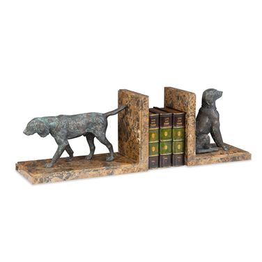 Hunting Dog Bookends In Verdigris